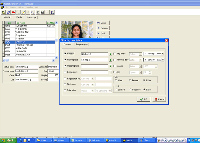 horoscope software data entry gui