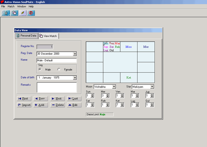 horoscope software data entry gui