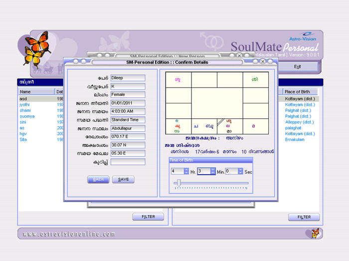 horoscope software data entry gui