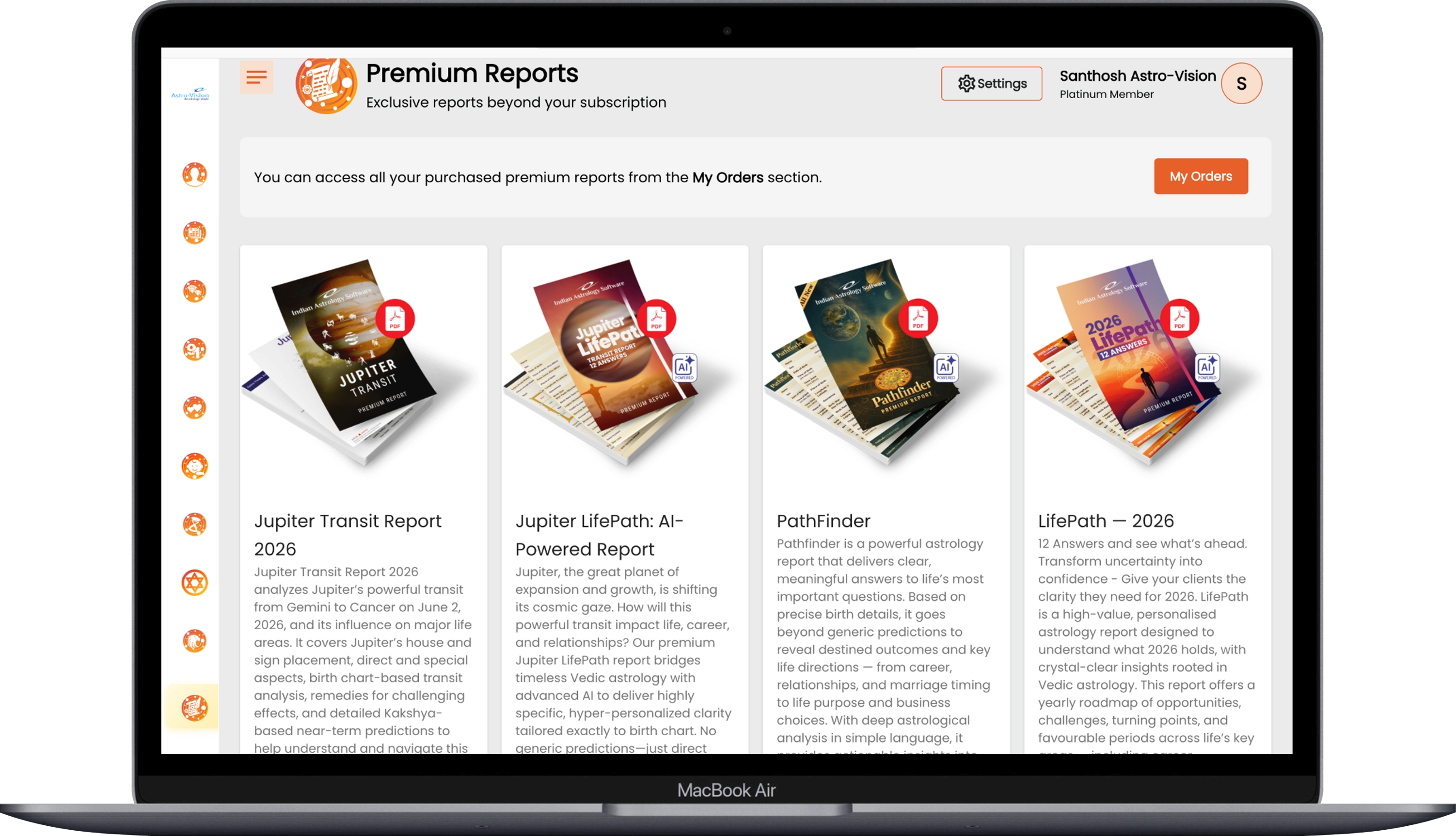 Premium AI Reports Interface Screenshot